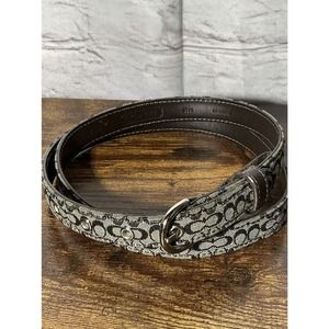 COACH Logo Classic Belt In Signature Fabric/Leather #3976 Italy Size Medium